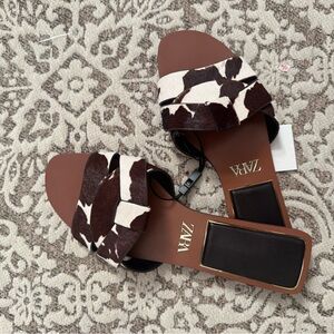 Zara Cow Print Sandals